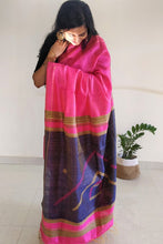 Load image into Gallery viewer, Beautiful pink tussar silk saree I festive sari I Chanchal bringing art to life
