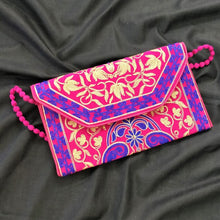 Load image into Gallery viewer, Rani pink multicolor handmade festive  clutch I Rajasthani embroidery I Handcrafted I Chanchal bringing art to life