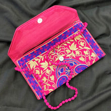 Load image into Gallery viewer, Beautiful Rani pink multicolor handmade clutch I Rajasthani embroidery I Handcrafted I Chanchal bringing art to life