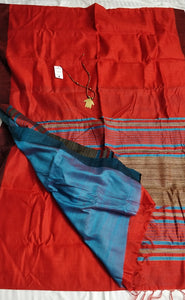 Red Tussar Silk Saree with Ghicha Pallu