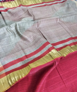 Red Saree Laal Silk Tussar Sari Indian wear chanchal handloom bhagalpuri Bihar 