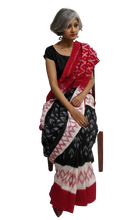 Load image into Gallery viewer, Red and Black Ikat Cotton Saree