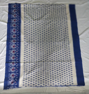 White and Blue Ikat soft Cotton Saree, gorgeous. elegant, handloom, festive wear, Durga puja, Ganapati, office wear, ethnic collection, traditional dress, Chanchal bringing art to life. 
