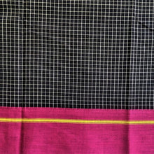 Load image into Gallery viewer, Gorgeous pure soft handmade Black Rani Pink Patteda Anchu Cotton Saree I Chanchal bringing Art to Life