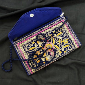 Beautiful Blue multicolor handmade clutch I Rajasthani embroidery I Handcrafted I Chanchal bringing art to life