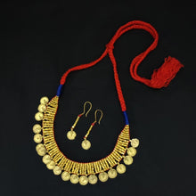 Load image into Gallery viewer, Beautiful red golden Dokra handmade necklace set I Chanchal Bringing  art to Life 