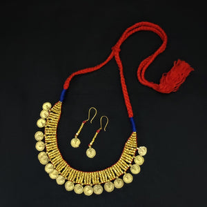 Beautiful red golden Dokra handmade necklace set I Chanchal Bringing  art to Life 