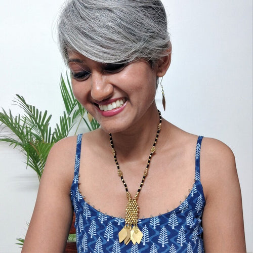 Beautiful black golden Dokra handmade necklace set I Chanchal bringing art to life