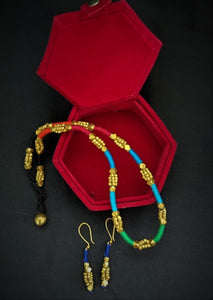 Beautiful multicolor golden Dokra handmade necklace set I Chanchal bringing art to life