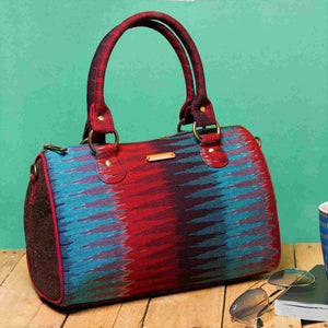 Ikat Blue Red Duffle Bag Chanchal