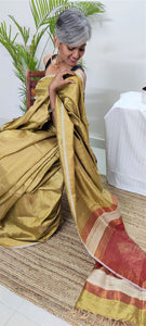 Gorgeous golden red handloom Tussar silk saree I Chanchal bringing art to life