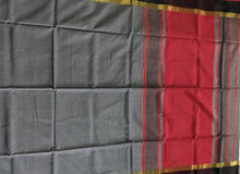 Load image into Gallery viewer, Grey and Red Maheshwari Silk Cotton Saree