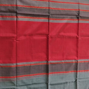 Grey and Red Maheshwari Silk Cotton Saree