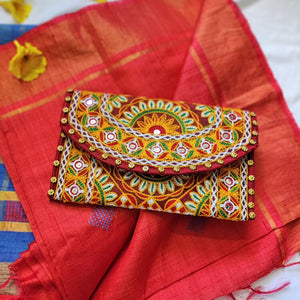 Maroon Embroidery Clutch I handloom Rajasthani I  Chanchal bringing art to life