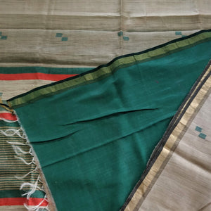 Beautiful light brown green handloom Tussar silk saree I festive sari collection I Chanchal bringing art to life