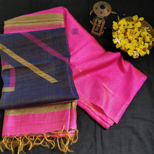 Beautiful pink tussar silk saree I festive sari I Chanchal bringing art to life