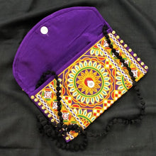 Load image into Gallery viewer, Beautiful purple multicolor handmade clutch I Rajasthani embroidery I Handcrafted I Chanchal bringing art to life