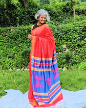Load image into Gallery viewer, beautiful red blue tussar silk handloom saree I Chanchal bringing art to life