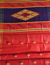 Load image into Gallery viewer, Gorgeous red blue Tussar silk handloom saree I festive sari I Chanchal bringing art to life