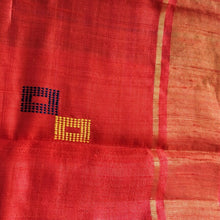 Load image into Gallery viewer, Gorgeous red blue Tussar silk handloom saree I festive sari I Chanchal bringing art to life