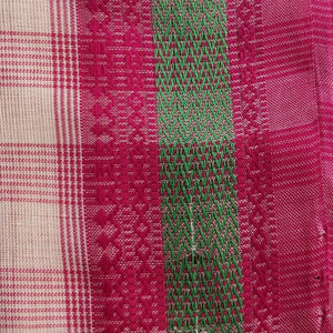 Rosa ~ Pink and White Check Cotton Maheshwari Saree