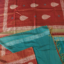 Load image into Gallery viewer, Beautiful rust gree tussar silk saree I festive sari I Chanchal bringing art to life