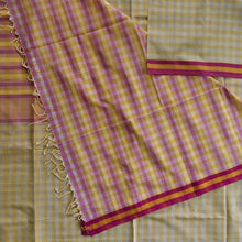 Load image into Gallery viewer, beautiful yellow white red checks handloom cotton Maheshwari saree I Handloom sari collection I Chanchal bringing art to life 